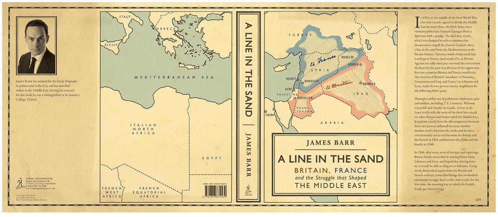Simon and Schuster : 'A Line in the Sand' by James Barr . map artwork for dust-jacket