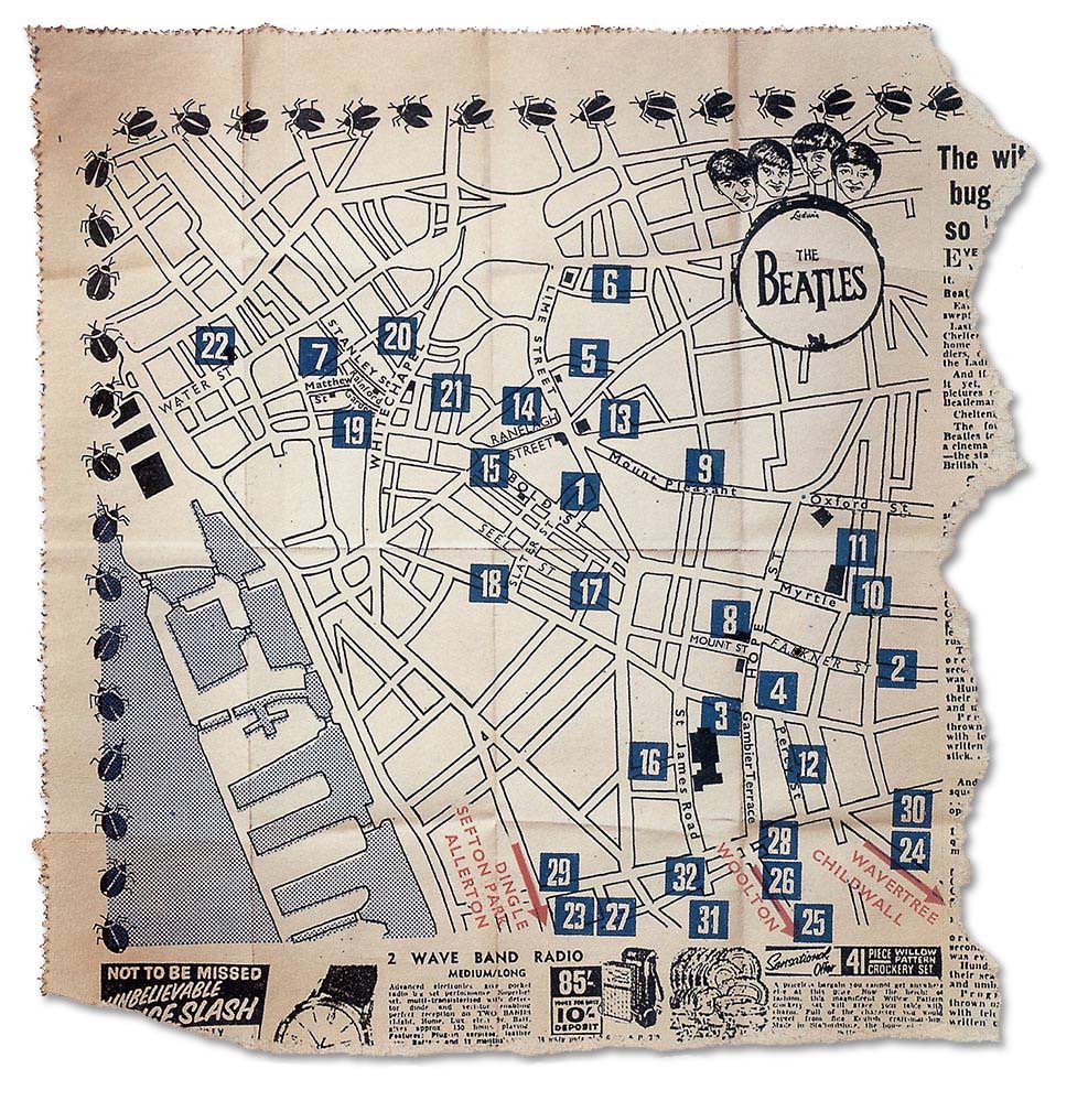 Q Magazine : 'Maps and Legends' . The Beatles' Liverpool - a fragment from 'Mersey Beat' circa 1961...
