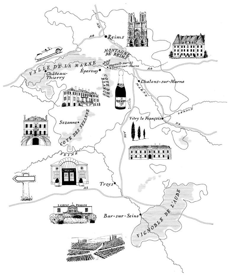 Dinamo Design, Oslo | Champagne Region illustrated map